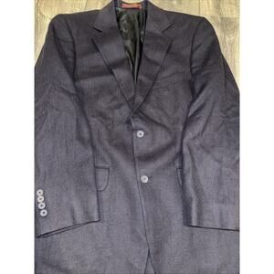 Nordstrom Loro Piana Mens 38R Navy Blue 100% Worsted Camel Hair Suit Blazer USA